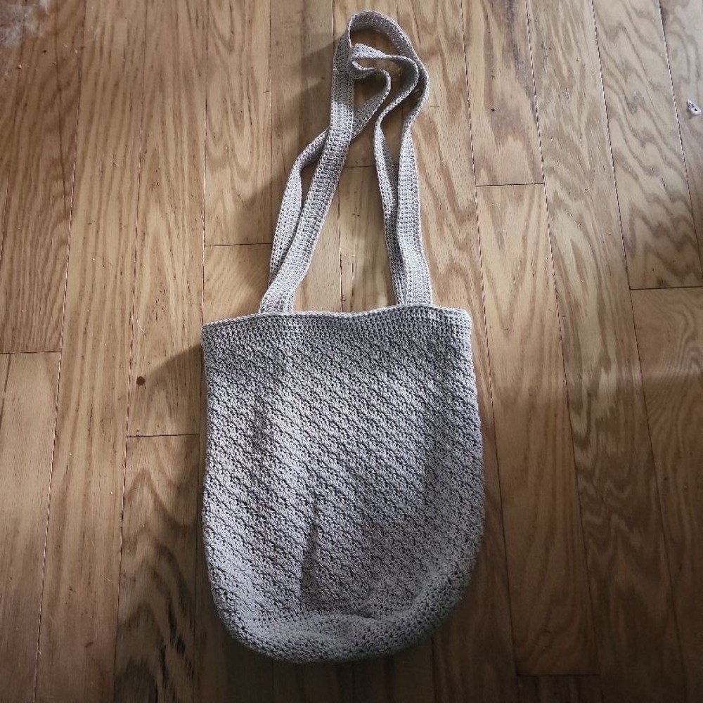 Beige‎ Woven Crochet Tote Bag Shoulder Strap Boho Minimalist